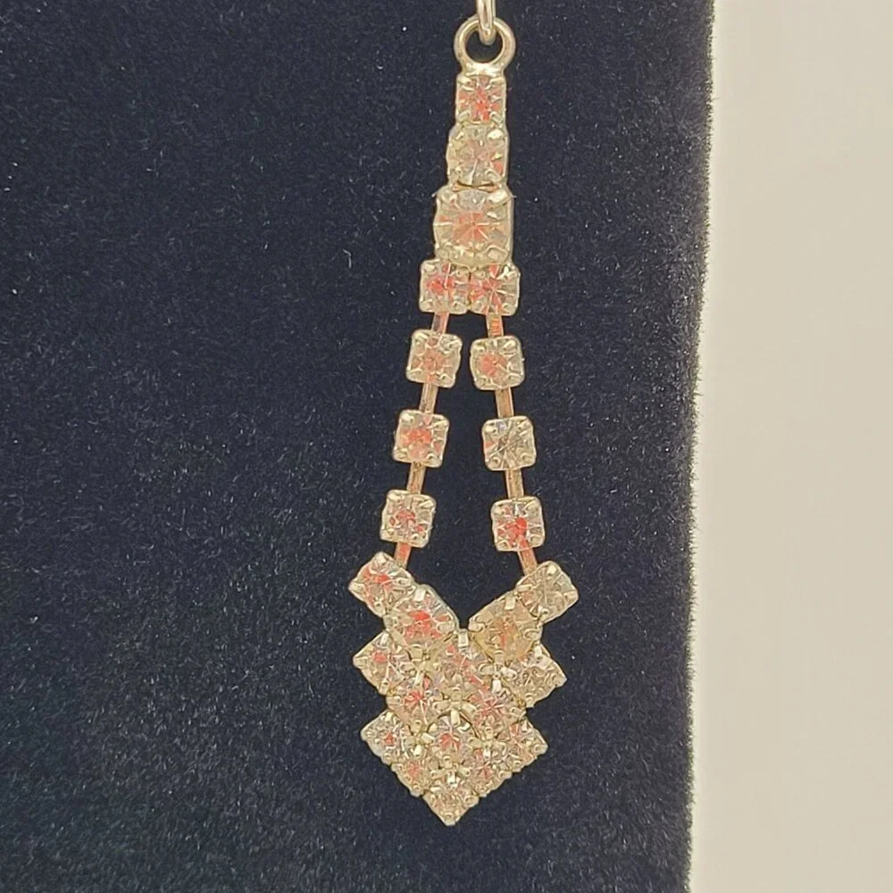 Clear Rhinestone Drop Dangle Earrings Special Occasion Date Night Evening
